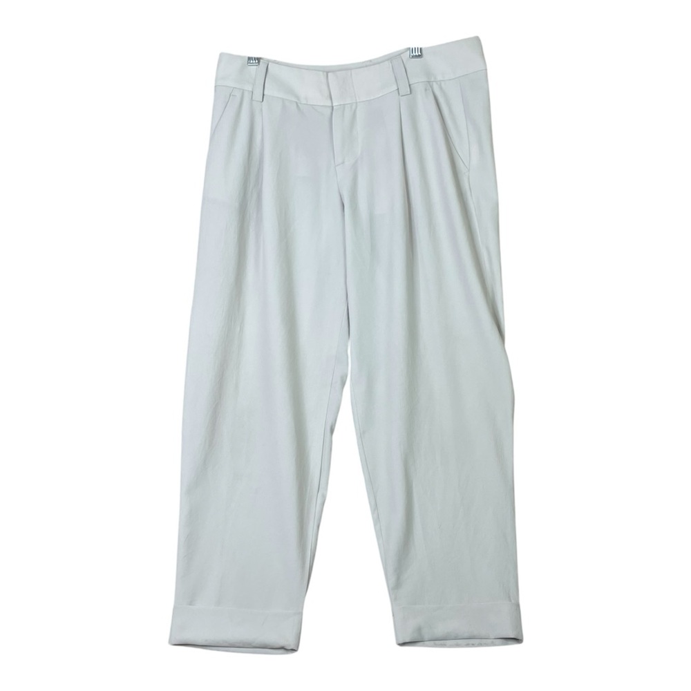 Alice + Olivia Pants Women Size 8 White/Beige Made in USA Cropper Straight